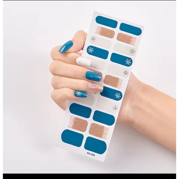 5 Pack Adhesive Finger nail Polish Wraps Stickers Flower Marbling Nail Strips - Picture 5 of 11